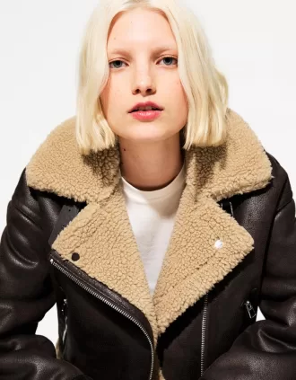 Faux shearling biker jacket
