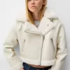 Faux shearling biker jacket
