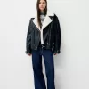 Faux shearling biker jacket