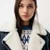 Faux shearling biker jacket