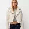 Faux shearling biker jacket