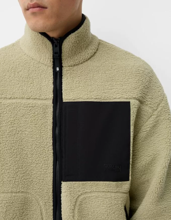 Faux shearling jacket with contrast details Faux shearling jacket with contrast details