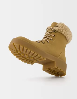 Faux shearling mountain boots