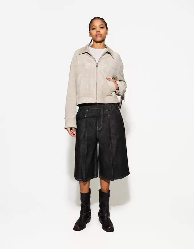 Faux suede jacket with fringing Faux suede jacket with fringing