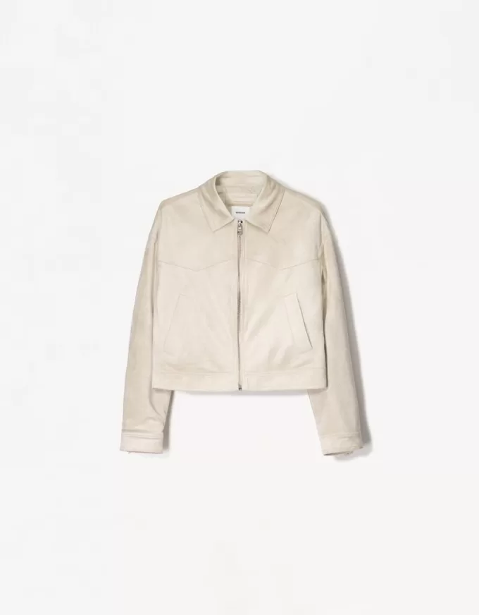 Faux suede jacket with fringing Faux suede jacket with fringing