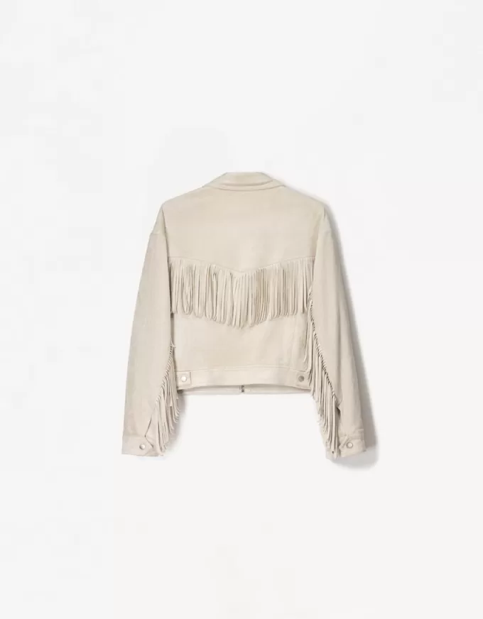 Faux suede jacket with fringing Faux suede jacket with fringing