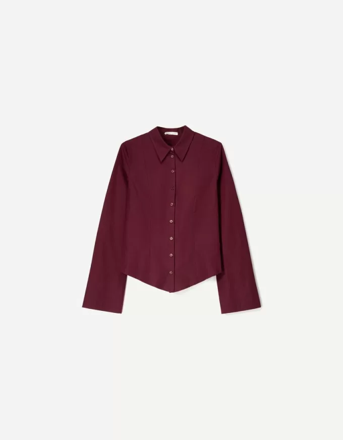 Fitted shirt with flared sleeves