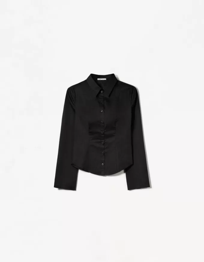 Fitted shirt with flared sleeves