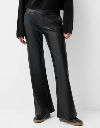Flared faux leather pants