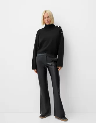 Flared faux leather pants