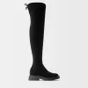 Flat fitted knee-high boots