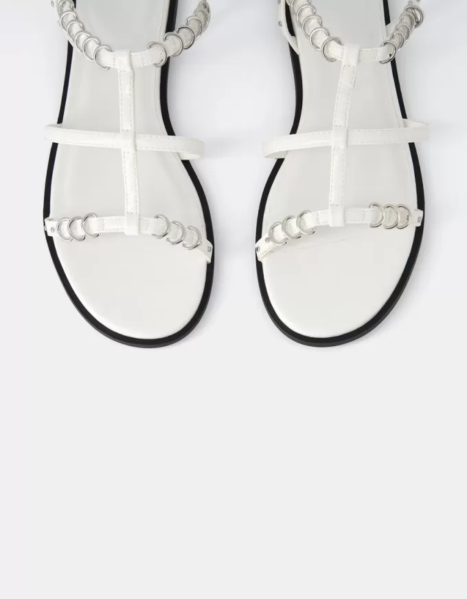 Flat sandals with ring details Flat sandals with ring details