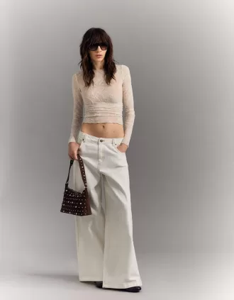 Gathered long sleeve T-shirt