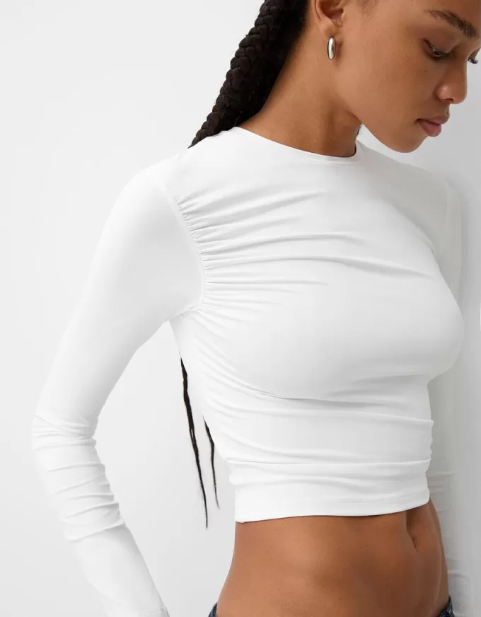 Gathered long sleeve polyamide T-shirt Gathered long sleeve polyamide T-shirt