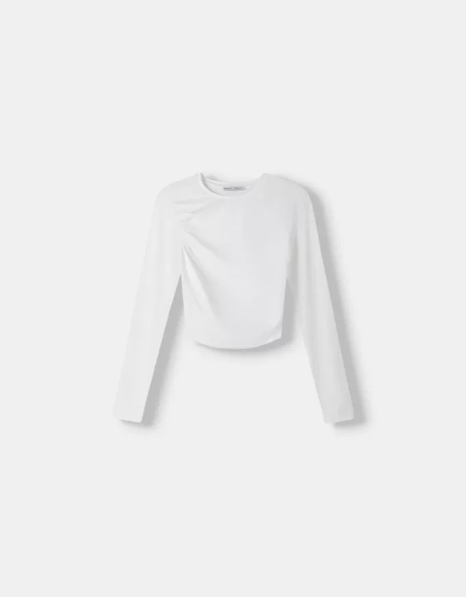 Gathered long sleeve polyamide T-shirt Gathered long sleeve polyamide T-shirt