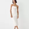 Gathered midi dress with straps Gathered midi dress with straps