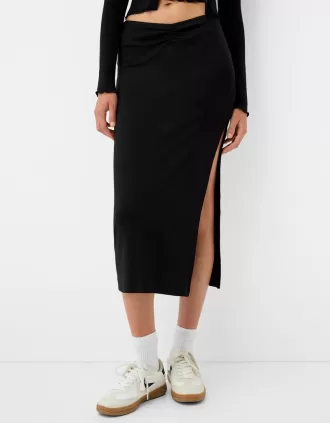 Gathered semi-long skirt