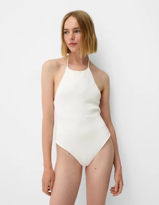 Halter bodysuit with open back Halter bodysuit with open back