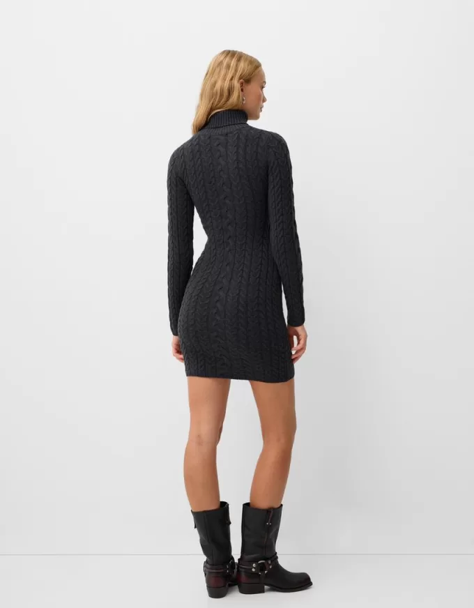 High neck cable-knit mini dress High neck cable-knit mini dress