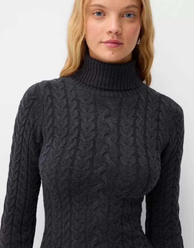 High neck cable-knit mini dress High neck cable-knit mini dress