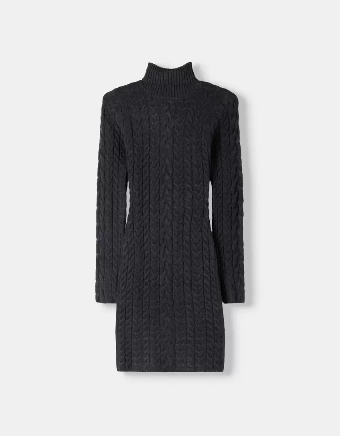 High neck cable-knit mini dress High neck cable-knit mini dress