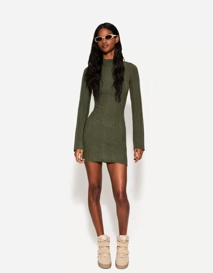High neck open knit mini dress High neck open knit mini dress