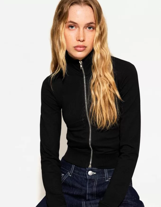 High neck sweatshirt with zipper High neck sweatshirt with zipper