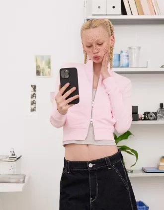 High neck sweatshirt with zipper