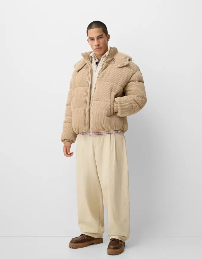 Hooded corduroy puffer jacket Hooded corduroy puffer jacket