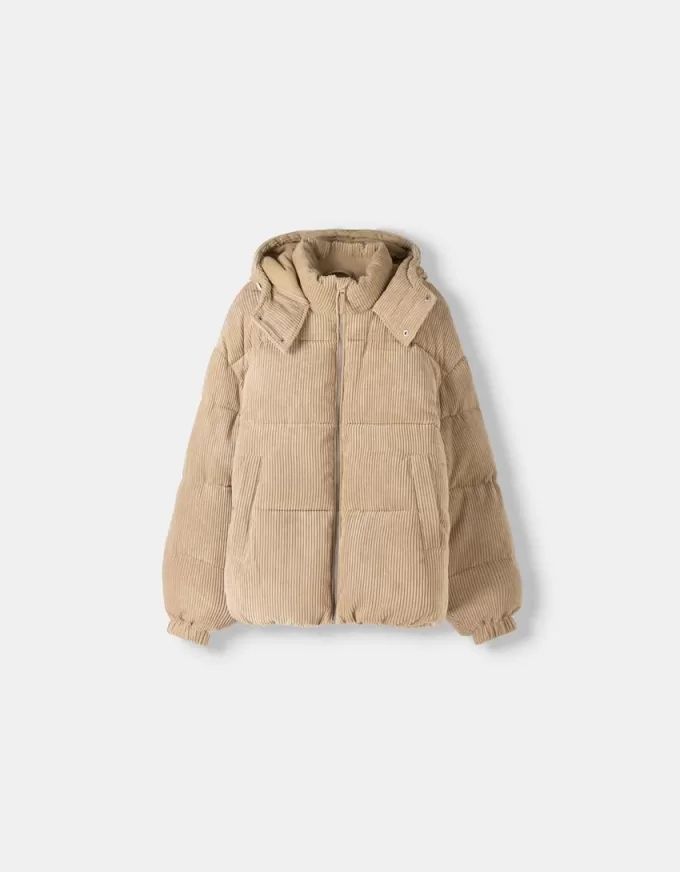 Hooded corduroy puffer jacket Hooded corduroy puffer jacket