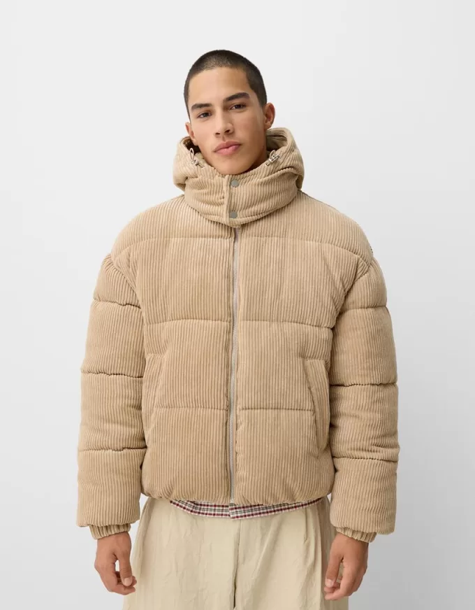 Hooded corduroy puffer jacket Hooded corduroy puffer jacket