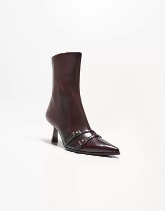 Kitten-heel ankle boots with buckles