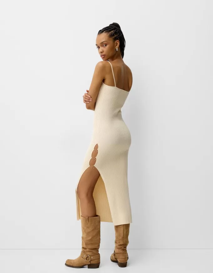 Knit midi dress with beading Knit midi dress with beading