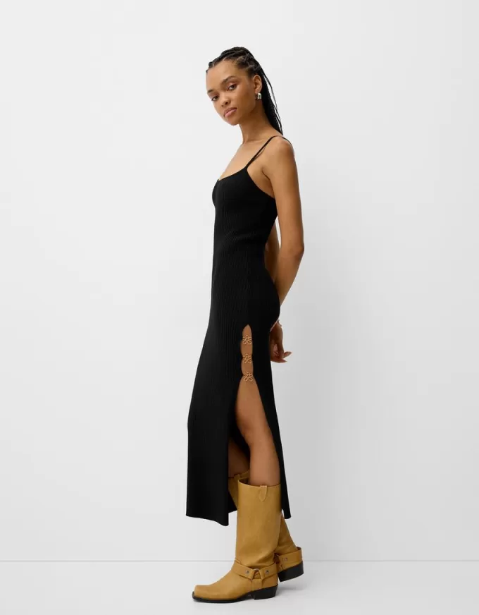 Knit midi dress with beading Knit midi dress with beading