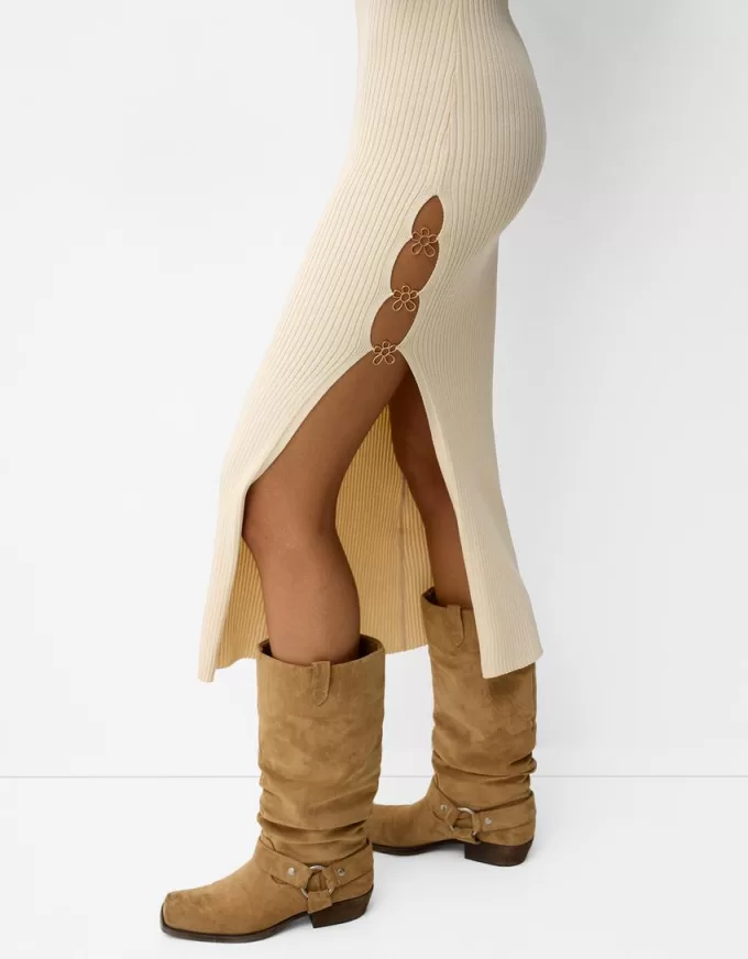 Knit midi dress with beading Knit midi dress with beading