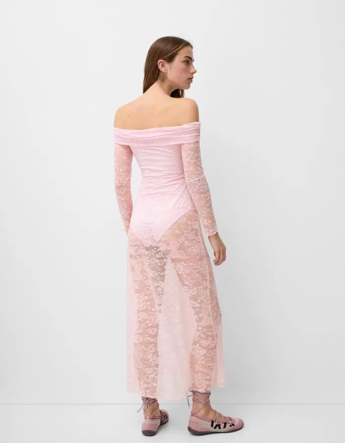 Lace Bardot neckline Disney Bambi midi dress Lace Bardot neckline Disney Bambi midi dress