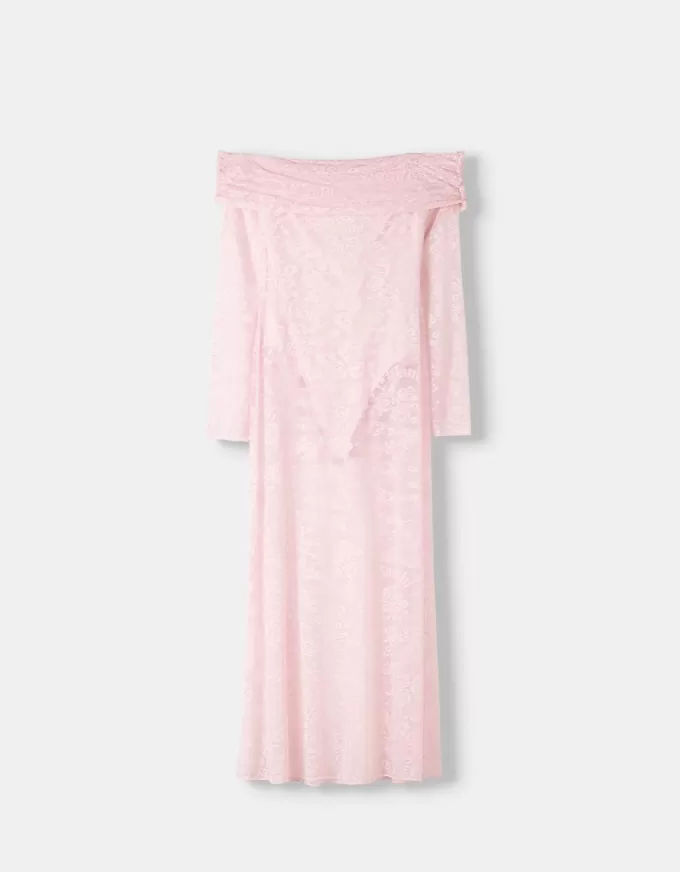 Lace Bardot neckline Disney Bambi midi dress Lace Bardot neckline Disney Bambi midi dress