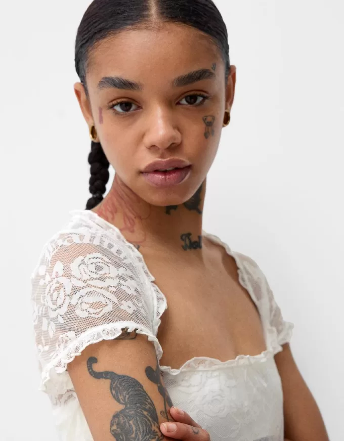 Lace short sleeve Disney Bambi T-shirt Lace short sleeve Disney Bambi T-shirt