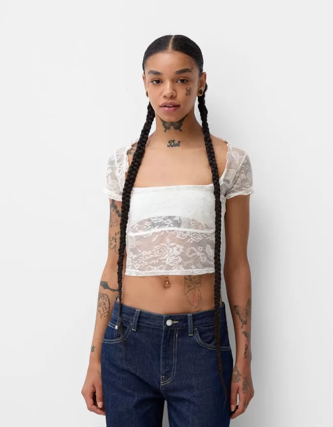 Lace short sleeve Disney Bambi T-shirt Lace short sleeve Disney Bambi T-shirt