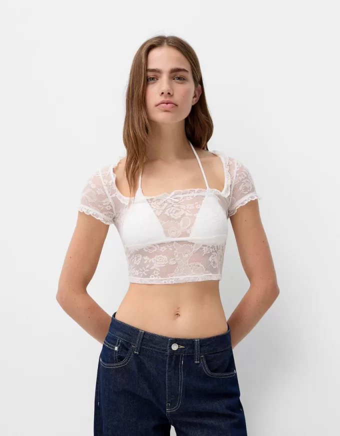 Lace short sleeve Disney Bambi T-shirt Lace short sleeve Disney Bambi T-shirt