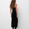 Lace-trimmed velvet midi dress Lace-trimmed velvet midi dress