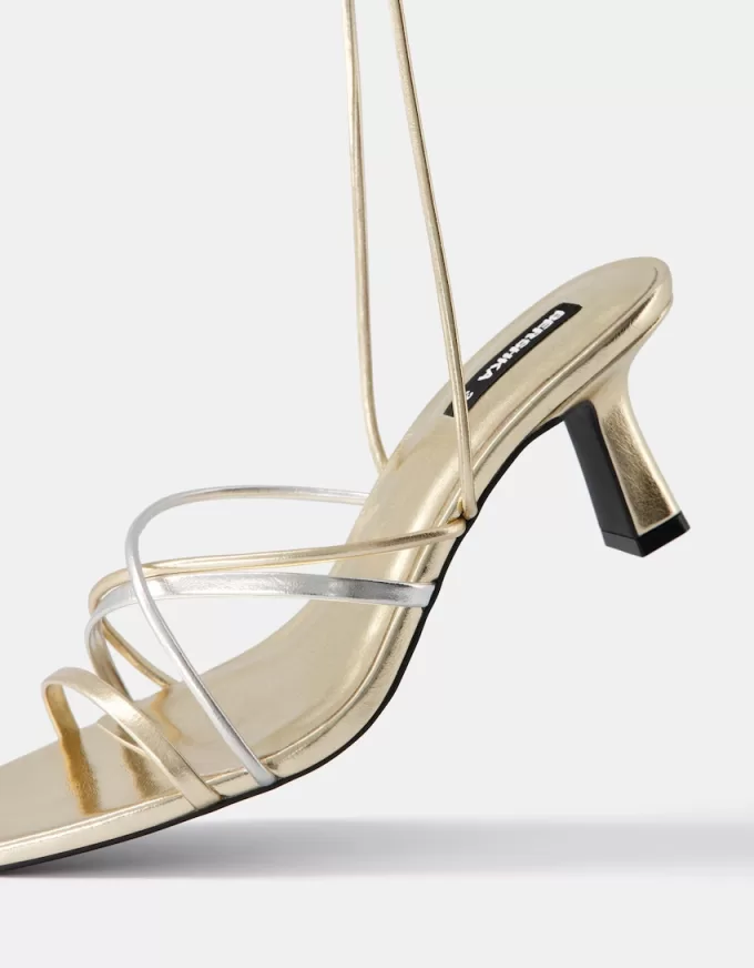 Lace-up kitten-heel sandals Lace-up kitten-heel sandals