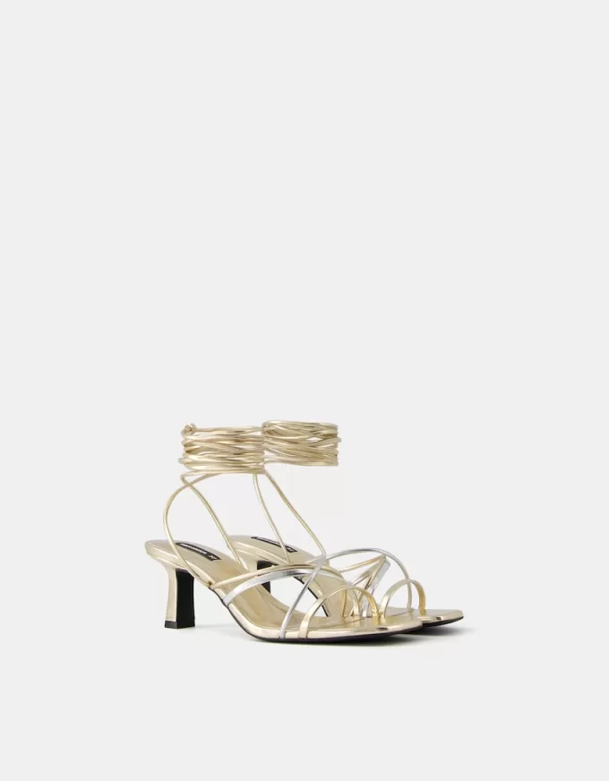 Lace-up kitten-heel sandals Lace-up kitten-heel sandals