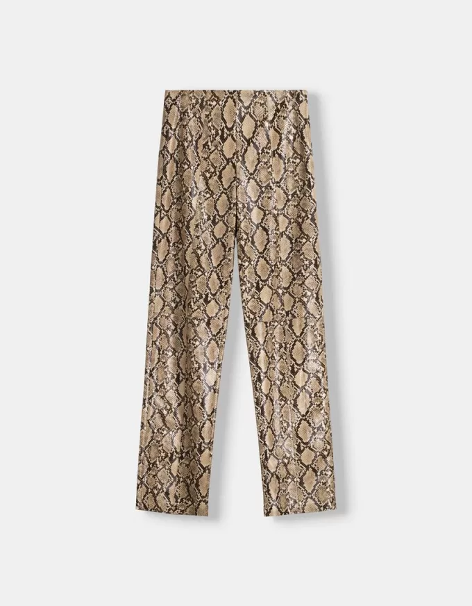 Leather effect animal print pants Leather effect animal print pants