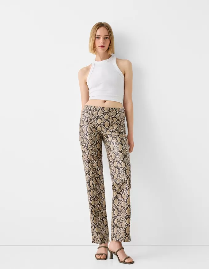 Leather effect animal print pants Leather effect animal print pants