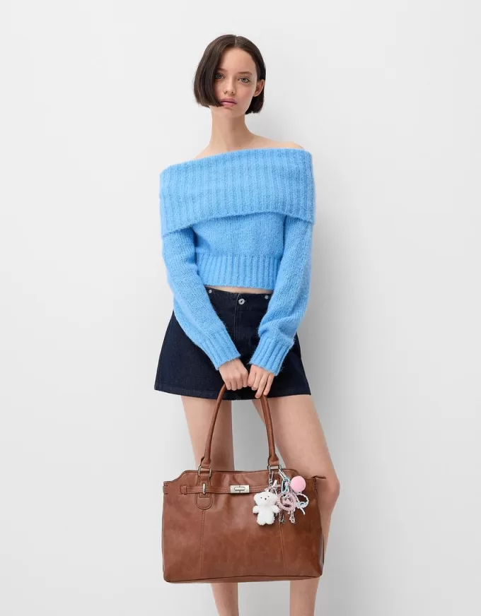 Leather effect bag with beads Leather effect bag with beads