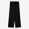 Linen blend pants with an elastic waistband
