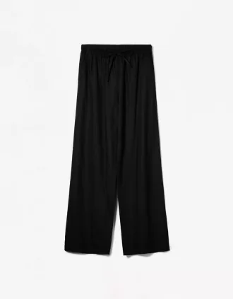 Linen blend pants with an elastic waistband