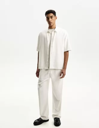 Linen blend wide-leg sweatpants