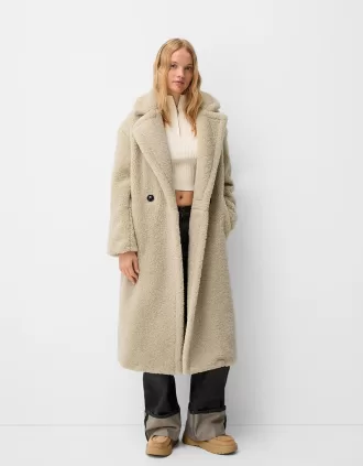 Long faux shearling coat